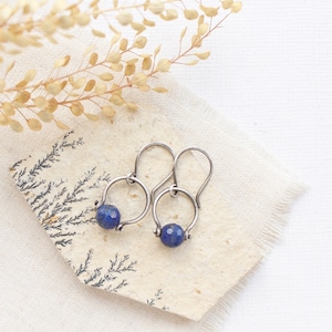 Lapis La Cloche Earrings, Sterling Silver Pinned Blue Stone Earrings, Bell-Shaped Lightweight Earrings, Lapis Lazuli Earrings image 1
