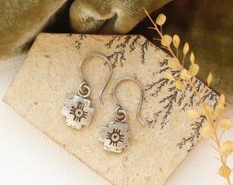 Zuni Cross Earrings, Mini Southwest Cross Dangles, Silver Crosses, Everyday Earrings, Dainty Silver Earrings, Handmade Jewelry