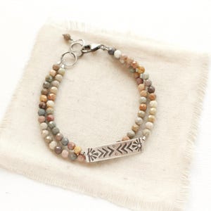 Rainbow Agate Double Strand Sun Bar Bracelet, Desert Earth Tone Bracelet, Double Bracelet, Handmade Southwest Bracelet, Gemstone Bracelet