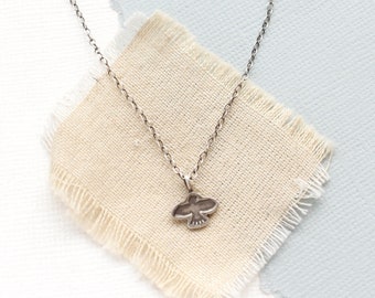 Mini Soar Charm Necklace, Sterling Silver Eagle Layering Necklace, Southwest Bird Charm Necklace