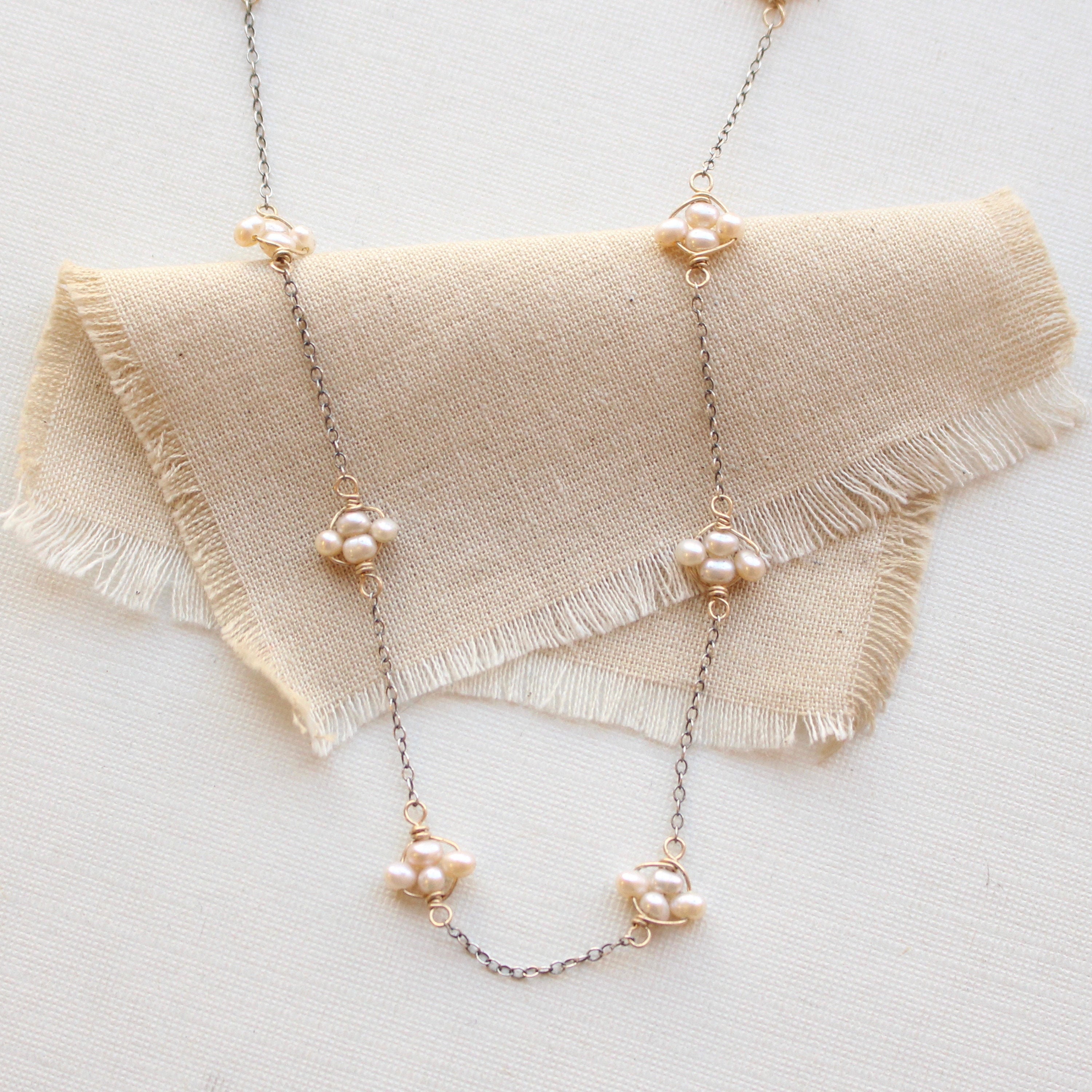Pearl Satellite Mixed Metal Necklace - Etsy