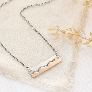 Bronze & Silver Mountain Range Bar Necklace, Mixed Metal Layered Mountain Necklace, Rocky Mountains, Mountain Jewelry, Mountain Bar Necklace image 2