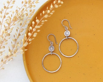 Talara Sun Hoop Earrings, Forged Sterling Silver Hoop Earrings, Elevated Hoop Earrings, Southwest Sun Earrings