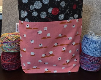 Pink Sheep Drawstring Project Bag