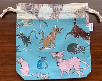 Sebastian Cat Drawstring Project Bag