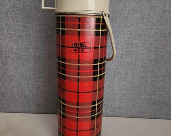 ヴィンテージ 1973年 キングシーリー サーモス レッドタータンチェック 1クォートボトル No.2442 アメリカ製
