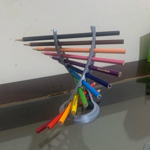 DNA Pen Holder STL – 3D Printable Rotating Desk Organizer – Spiral Pencil Stand – Science Gift – Digital Download