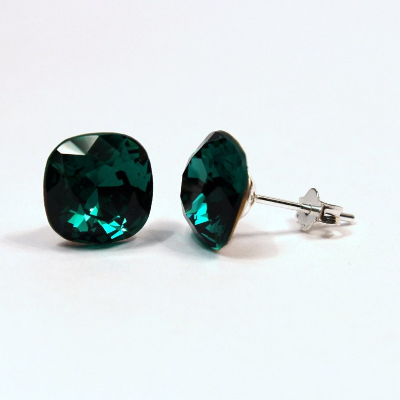 Emerald Green Crystal Stud Earrings Sparkling Kelly RARE Etsy