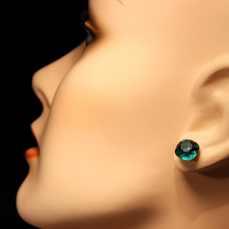 Emerald Green Crystal Stud Earrings Sparkling Kelly RARE Etsy
