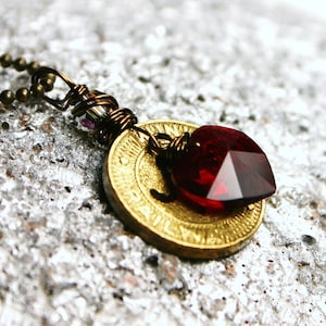 San Francisco, CA Transit Token Necklace with Swarovski Crystal Heart Antiqued Brass California Cable Car Trolley Unisex Mens Dudes