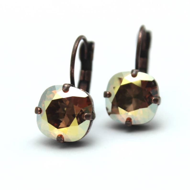 Metallic Orange Crystal Drop Earrings Classic Tropical Etsy