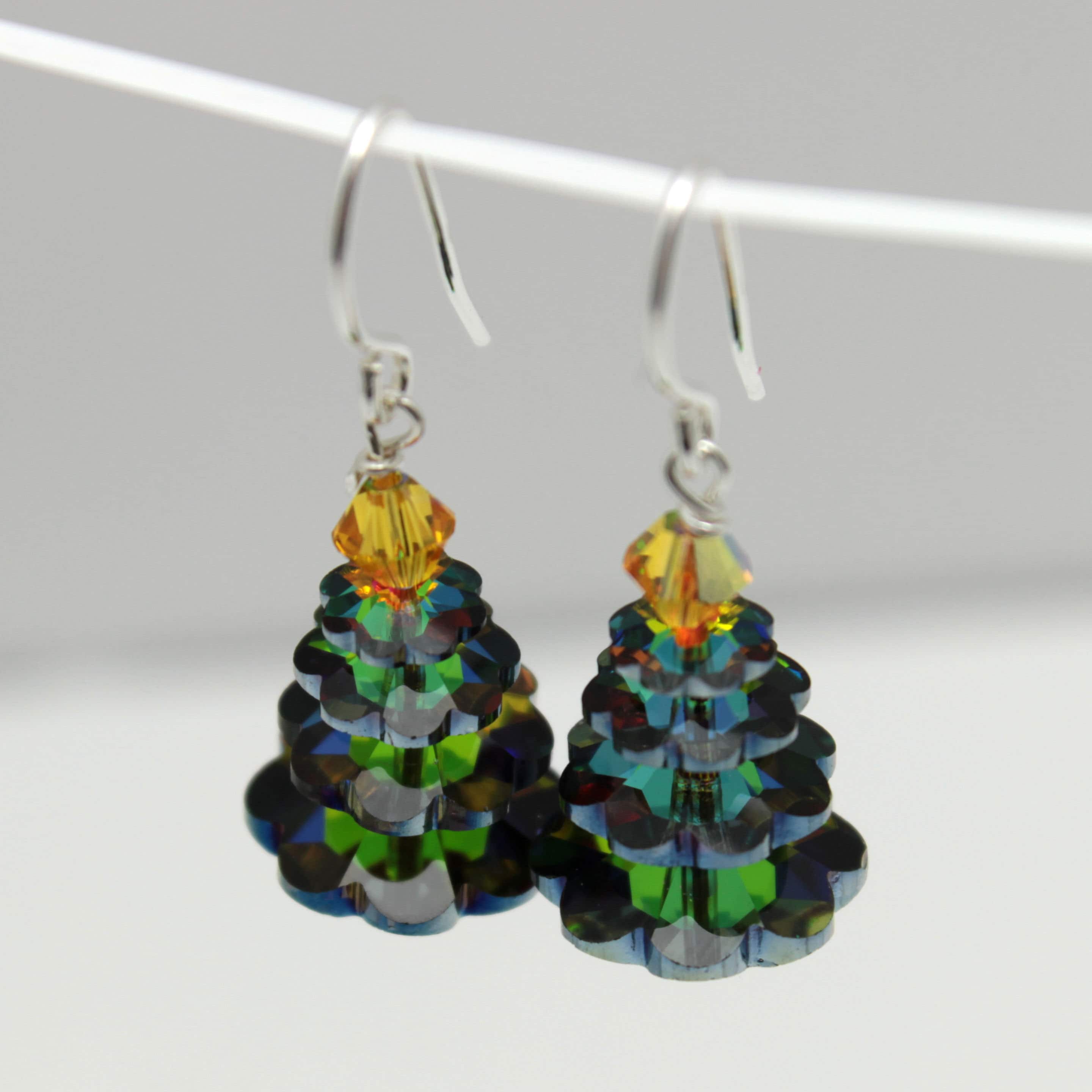 Orecchini Natalizi A Forma Di Albero Di Natale – 2 Paia (Verde E Argento) – In Acciaio Inossidabile – Donna E Ragazza