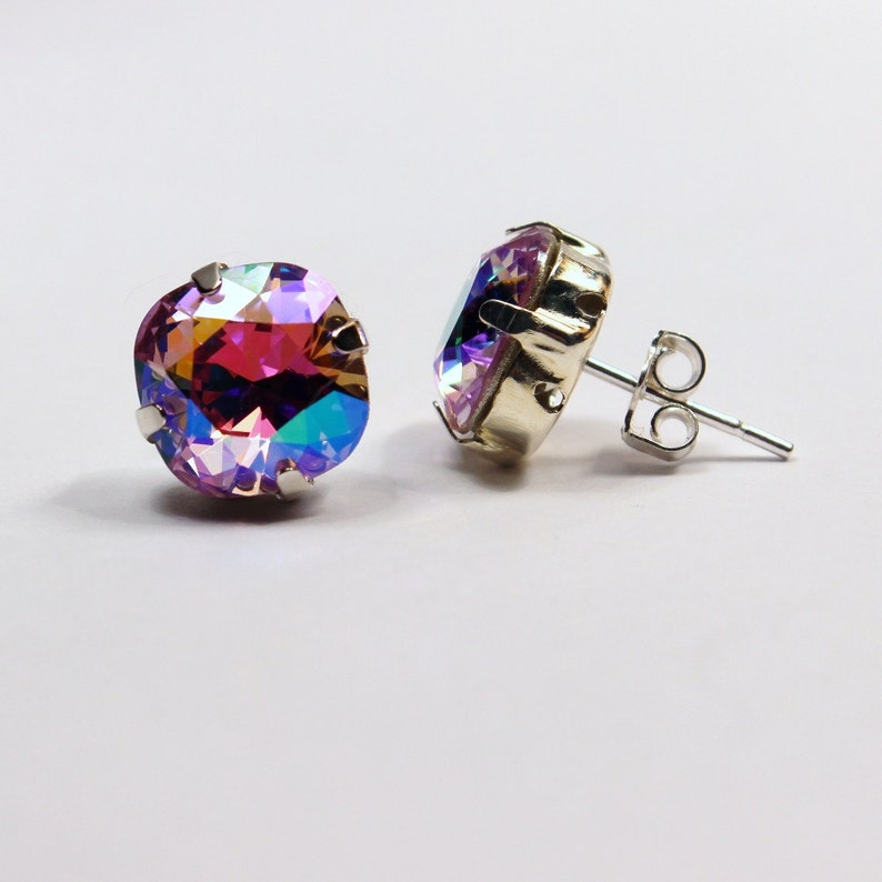 Violet Rainbow Crystal Stud Earrings Classic Sparkling AB Etsy
