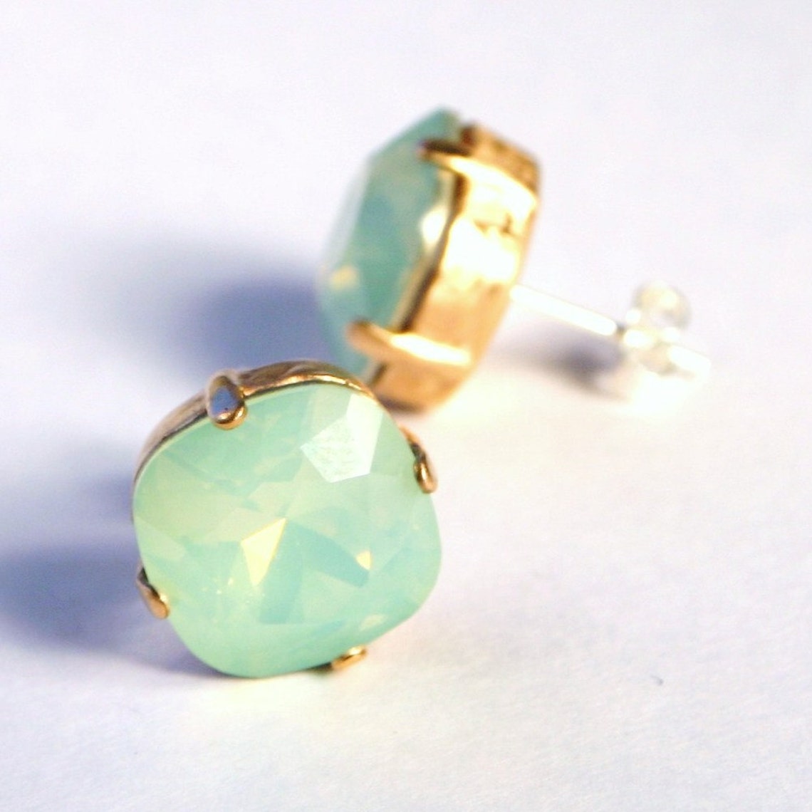Mint Green - Saanjh Bela Lotus Oxidised Stud Earrings