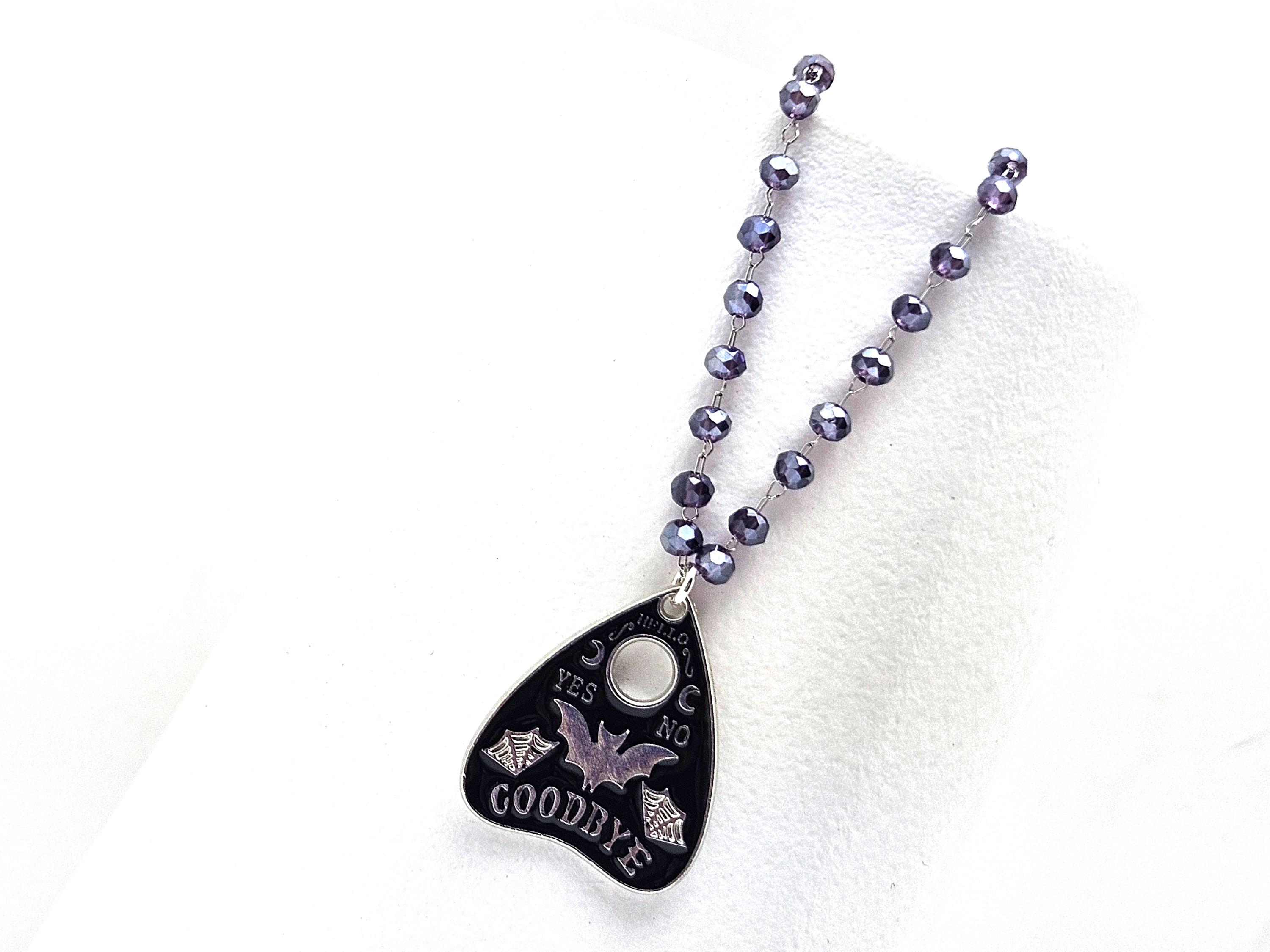 Collana Planchette Ouija In Acciaio – Ciondolo Gotico Spiritico, Argento, Lunghezza 20'' - Foto 3