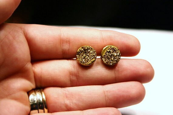 Square Druzy Earrings Sparkly Square Studs Faux Drusy New 