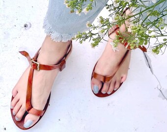 Greek leather Sandals, Strappy Sandals, Toe Ring Sandals,Gladiator Sandals,Slip on Sandals, Summer shoes