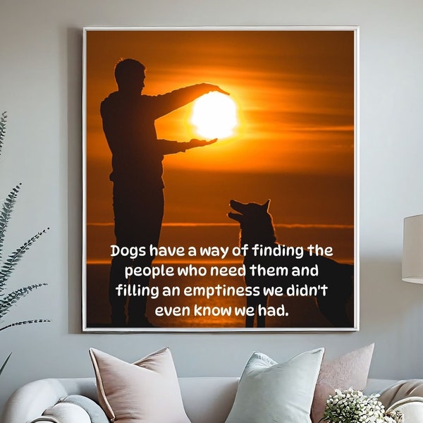 Dog lover, sunset, silhouette, color wall art, digital download, printable, home prints, office decor, home decor, den decor, man cave, gift