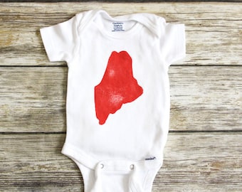 State of MAINE Block Printed Onesie or T-Shirt - Baby and Toddler Clothing - Newborn and Toddler Clothes
