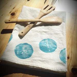 Sand Dollar Flour Sack Towel - Kitchen Tea Towel - Beachy Dish Cloth - Nautical Kitchen Linens