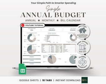 Annual Budget Google Sheets Monthly Budget Planner Expense Tracker Weekly Paycheck Personal Finance Template Bill Tracker Bill Calendar