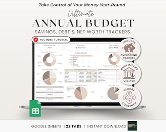 Annual Budget Google Sheets Spreadsheet Monthly Planner Weekly Biweekly Personal Finance Templates Savings and Debt Tracker Bill Calendar