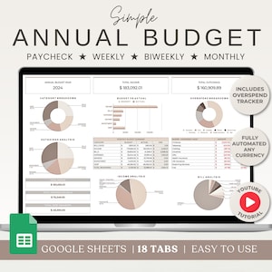 Annual Budget Spreadsheet Google Sheets Financial Tracker Monthly Personal Finance Template  Weekly Paycheck Budget Template Bill Calendar