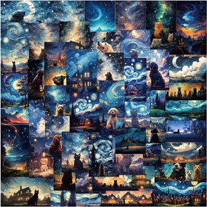 Van Gogh Stickers, Animal Stickers, Starry Night, Art Stickers