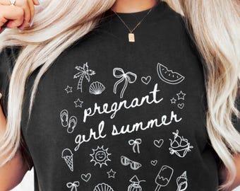 Pregnant Girl Summer Funny Baby Announcement PNG
