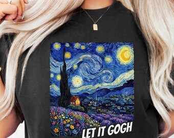 Let It Gogh PNG: Starry Night Parody Art Humor Aesthetic Lovers png Vintage Painting Meme Design (Digital Download)