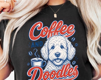 Coffee And Doodles PNG: Funny Coffee Lover Pet Lover Doodle Dog png Retro Coffee Humor Design (Digital Download)