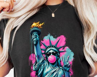 Statue Of Liberty Bubble Gum PNG: Retro Graffiti USA Patriotic Art Vacation png Pop Art Street Style (Digital Download)
