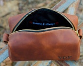 Whiskey Leather Dopp Kit with Optional Custom Lining