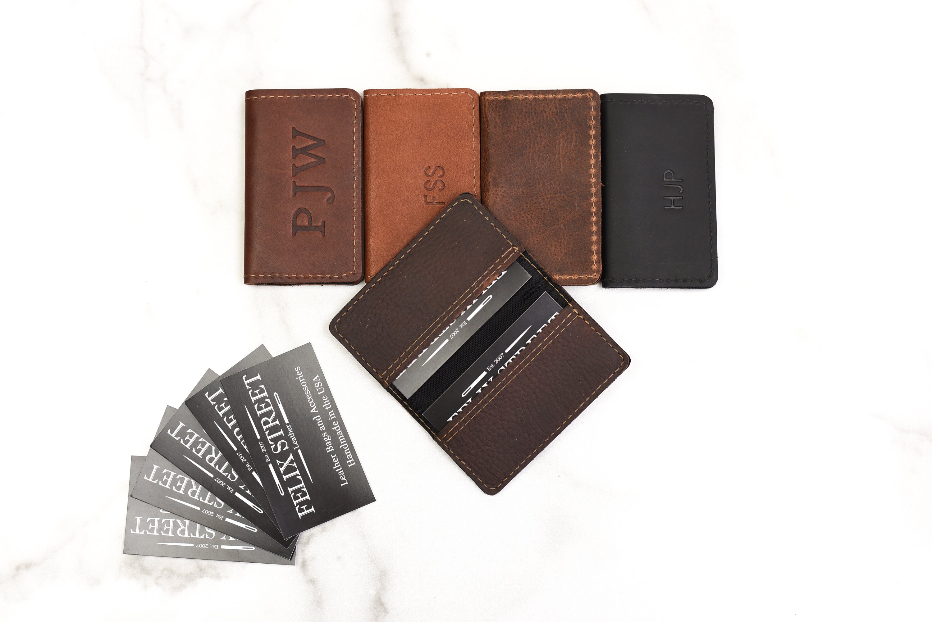 Personalized Leather Business Card Case Monogram Minimalist Etsy