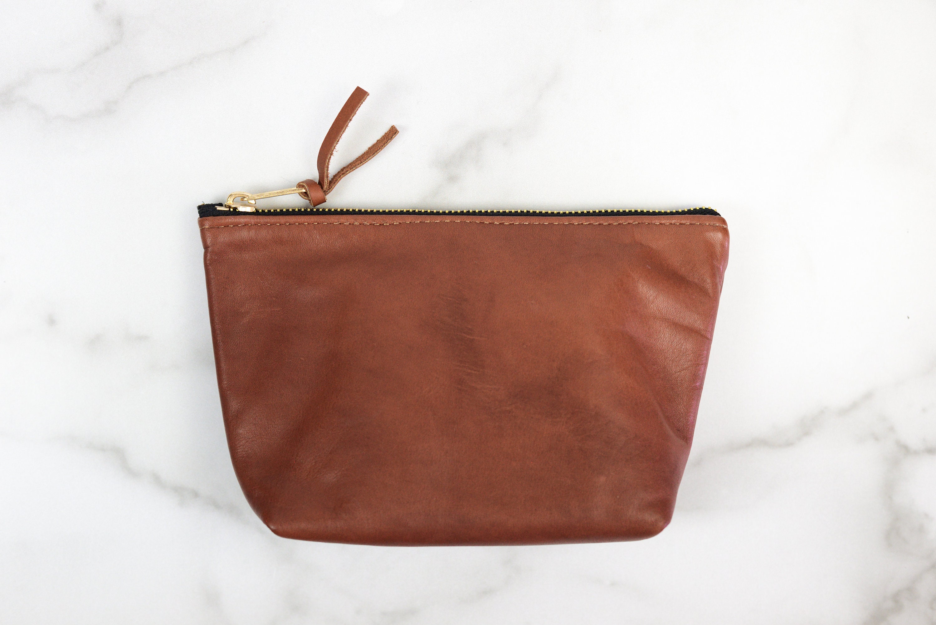 personalized leather cosmetic bag