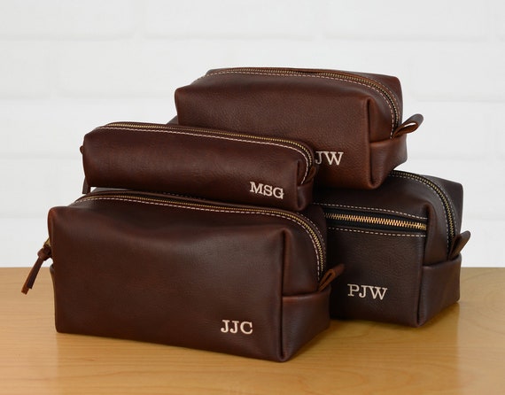 monogrammed leather dopp kit