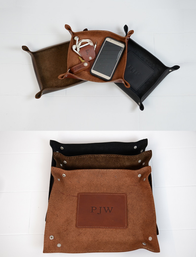 Personalized Leather Snap Valet Travel Tray Monogrammed Etsy