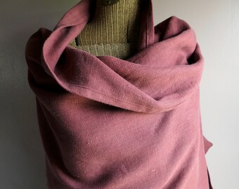 Rustic Linen Wrap in Auburn, Linen Shawl, Auburn Shawl for Women, Unisex Scarf, Reddish Brown Shawl, Warm Linen Shoulder Warmer Lap Blanket
