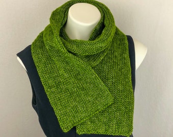Green Knit Scarf, Brushed Acrylic Sparkle Double Knit Unisex Scarf, Ladies Green Scarf, Gifts for Her