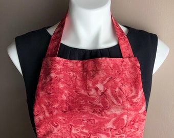 Rose Red Apron, Ladies size S to Plus Size Apron, One Size Apron Adjustable, Burgundy Mauve Pink Swirl, Red Ladies Apron, Mother's Day Gift