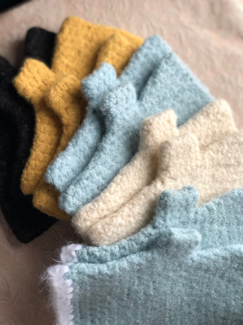 Felted Wool Fingerless Gloves Blue or Cream, Crochet Fingerless Mitts Hand Warmers, Felted Fingerless Mitts Felted Wool Gloves for Women Light Blue
