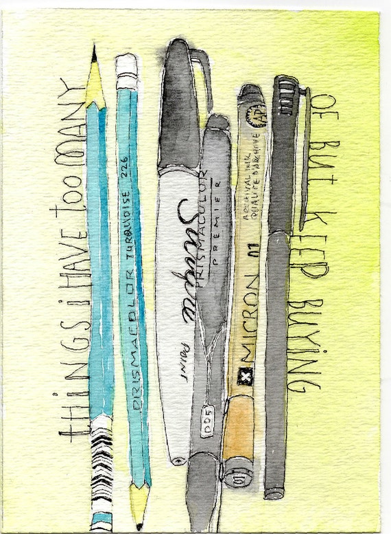 Items similar to Pens and Pencils Postcard Set of 4 on Etsy
