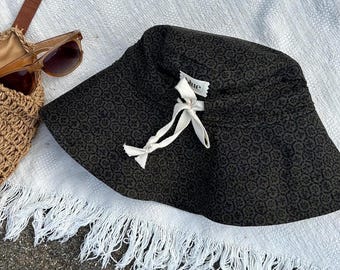 Wide Brim Sun Hat: Floral Cotton, Adjustable Vacation Hat