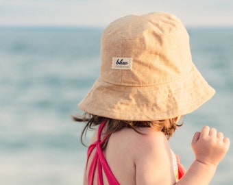 Bucket Sun Hat for Toddlers,  Hat for Boys,  Kids Summer Hat, Sun Protection, Beach Accessories, Gender Neutral Baby Gift, Linen Fabric Hat