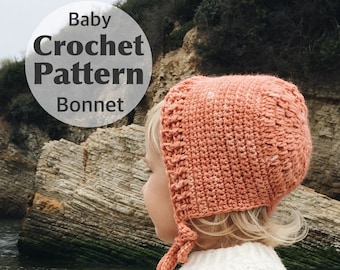 Crochet Pattern for Classic Baby Bonnet, pdf