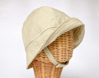 Linen Sun Hat for Toddler, Gender Neutral Baby Shower Gift, Beach Accessory for Kids, Summer Hat for Girls or Boys, Washable Cap