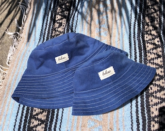 Family Bucket Hats, Mommy and Me Matching Hats, Blue Corduroy Hat, Family Beach Day Accessories, Newborn Shower Gift, Dad and Son Sun Hats