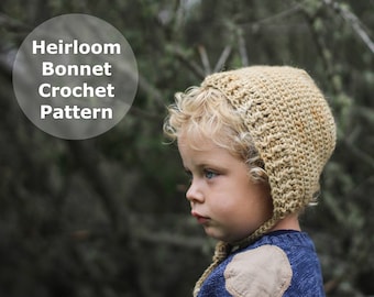 Crochet Pattern Heirloom Baby Bonnet , PDF download, Simple Crochet Hat Pattern, Baby Infant Toddler Hat,