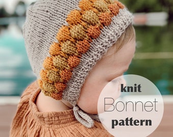 Knit Baby Pattern PDF, Baby Bonnet, Bubble Knit Hat, DK Knitting Pattern, Quick Knit Project, Toddler Winter Hat, Newborn Knit Gift