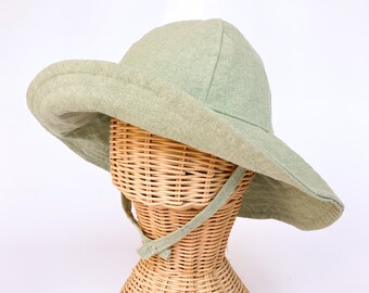 Mint Green Hat for Baby, Baby Sun Hat, Kids Summer Hat, Floppy Beach Hat, Linen Sun Hat